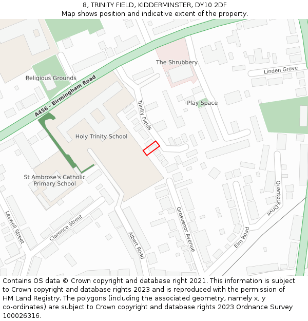 8, TRINITY FIELD, KIDDERMINSTER, DY10 2DF: Location map and indicative extent of plot