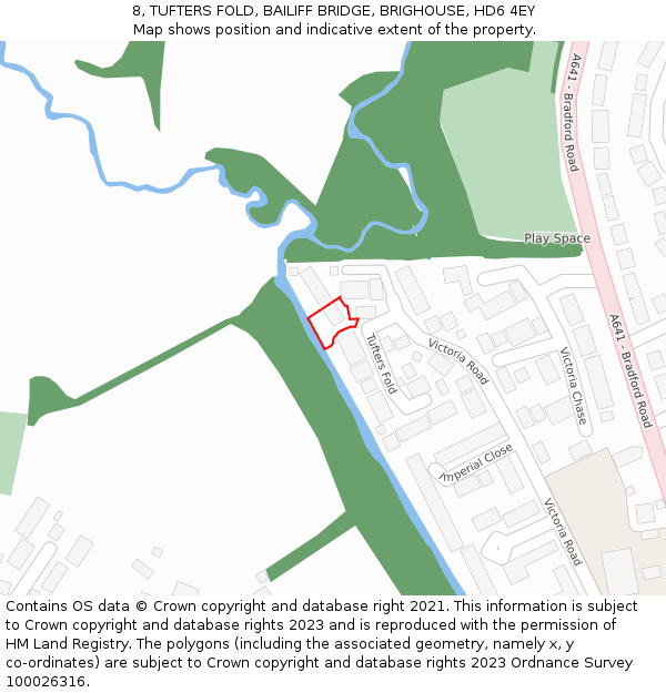 8, TUFTERS FOLD, BAILIFF BRIDGE, BRIGHOUSE, HD6 4EY: Location map and indicative extent of plot