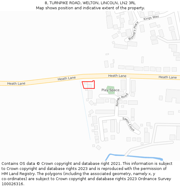 8, TURNPIKE ROAD, WELTON, LINCOLN, LN2 3RL: Location map and indicative extent of plot