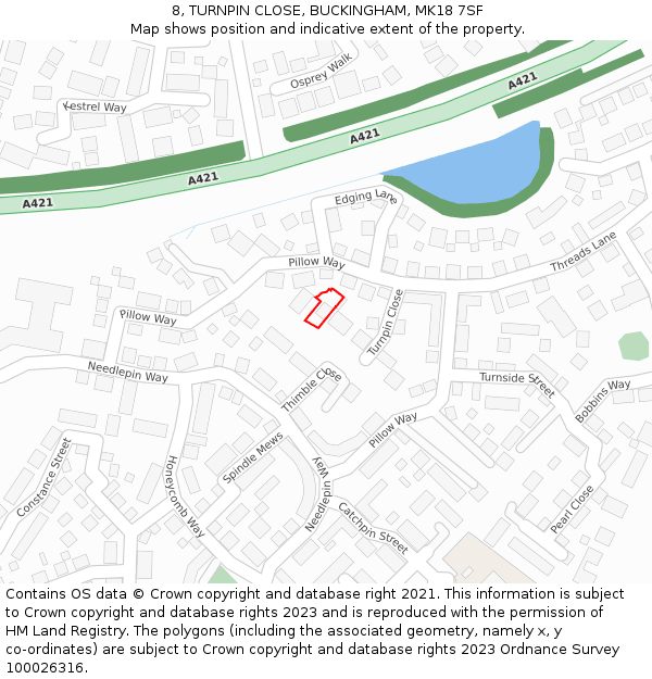 8, TURNPIN CLOSE, BUCKINGHAM, MK18 7SF: Location map and indicative extent of plot