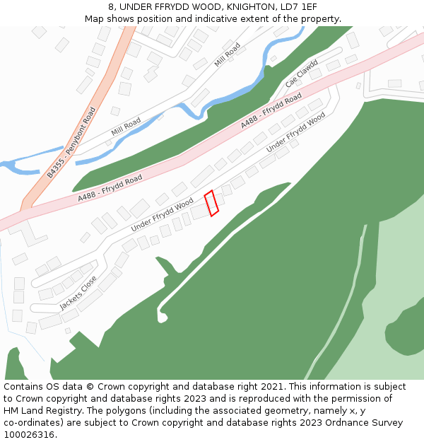 8, UNDER FFRYDD WOOD, KNIGHTON, LD7 1EF: Location map and indicative extent of plot