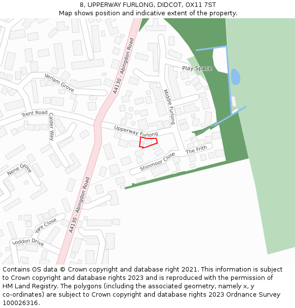 8, UPPERWAY FURLONG, DIDCOT, OX11 7ST: Location map and indicative extent of plot