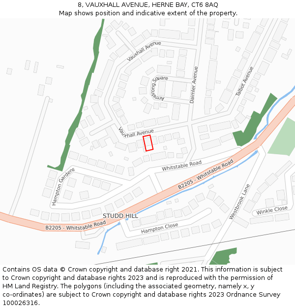 8, VAUXHALL AVENUE, HERNE BAY, CT6 8AQ: Location map and indicative extent of plot