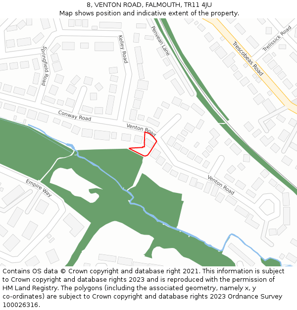 8, VENTON ROAD, FALMOUTH, TR11 4JU: Location map and indicative extent of plot