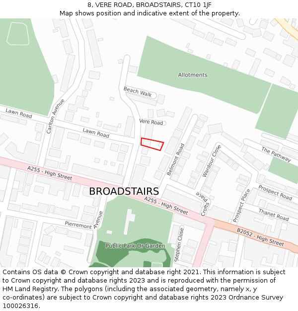 8, VERE ROAD, BROADSTAIRS, CT10 1JF: Location map and indicative extent of plot