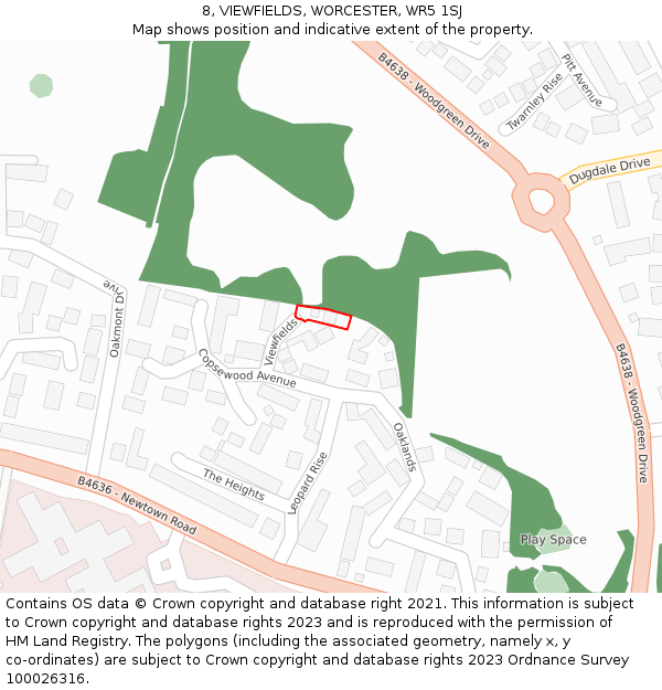 8, VIEWFIELDS, WORCESTER, WR5 1SJ: Location map and indicative extent of plot