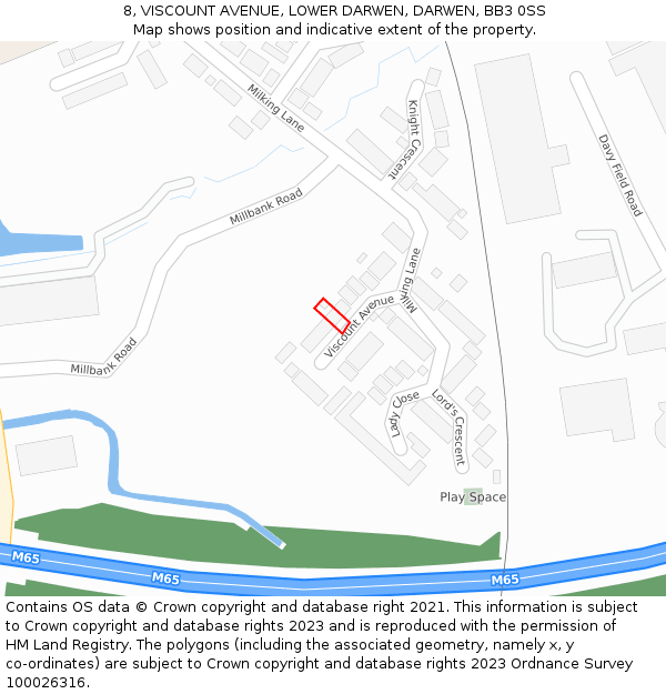 8, VISCOUNT AVENUE, LOWER DARWEN, DARWEN, BB3 0SS: Location map and indicative extent of plot