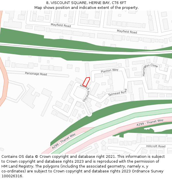 8, VISCOUNT SQUARE, HERNE BAY, CT6 6FT: Location map and indicative extent of plot