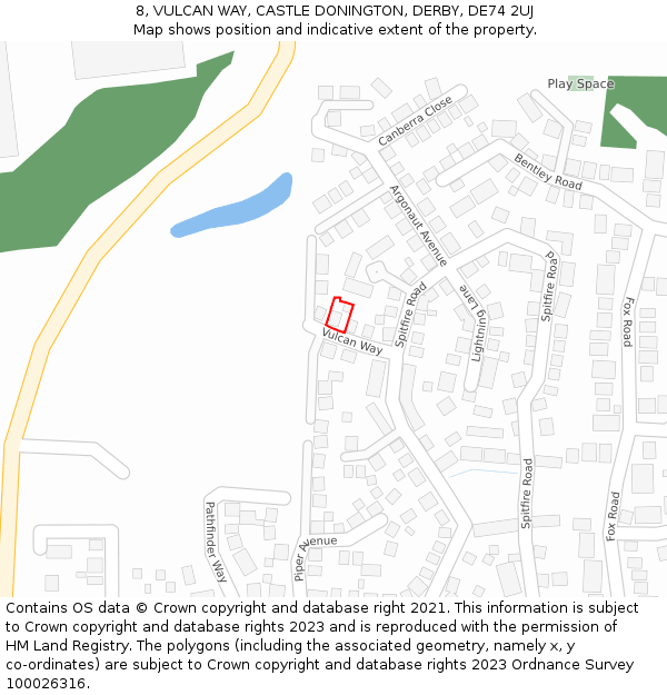 8, VULCAN WAY, CASTLE DONINGTON, DERBY, DE74 2UJ: Location map and indicative extent of plot