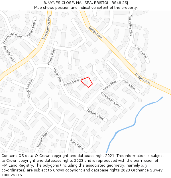 8, VYNES CLOSE, NAILSEA, BRISTOL, BS48 2SJ: Location map and indicative extent of plot