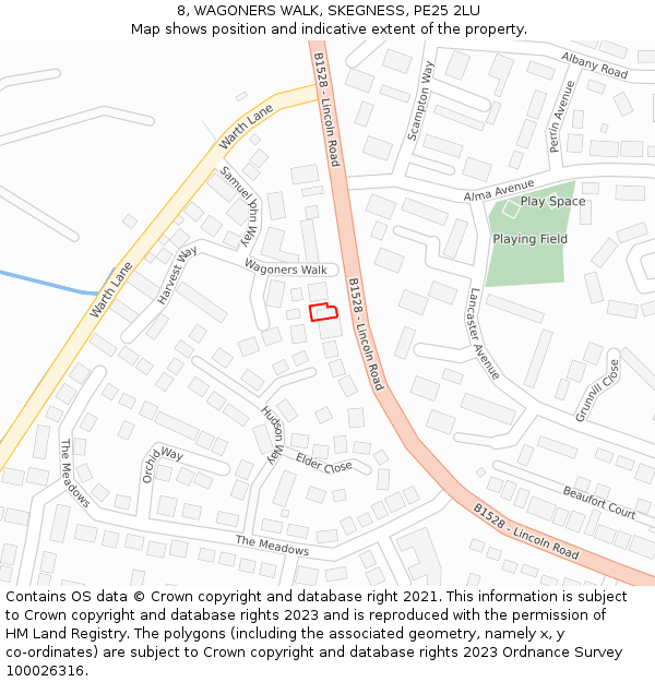 8, WAGONERS WALK, SKEGNESS, PE25 2LU: Location map and indicative extent of plot