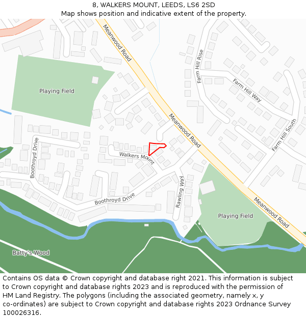 8, WALKERS MOUNT, LEEDS, LS6 2SD: Location map and indicative extent of plot