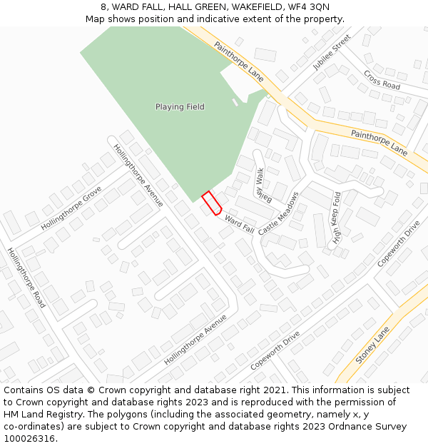 8, WARD FALL, HALL GREEN, WAKEFIELD, WF4 3QN: Location map and indicative extent of plot