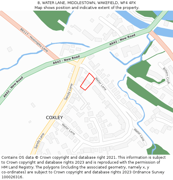 8, WATER LANE, MIDDLESTOWN, WAKEFIELD, WF4 4PX: Location map and indicative extent of plot