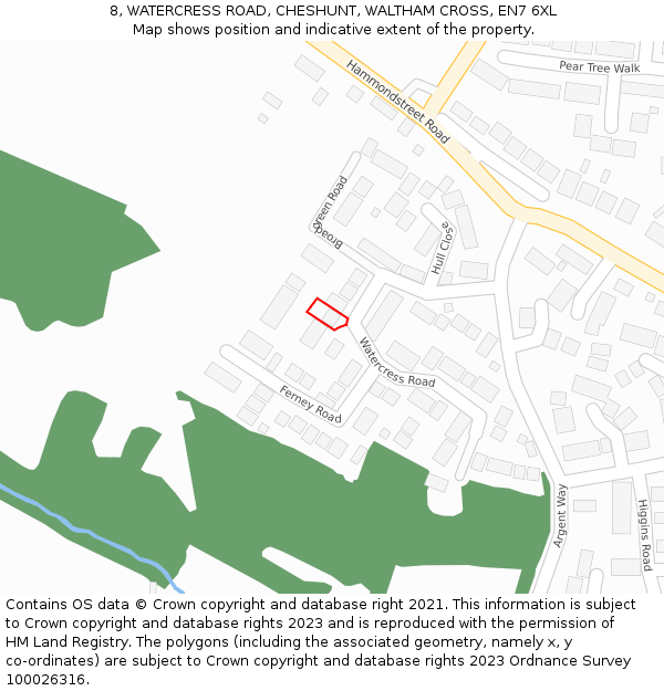 8, WATERCRESS ROAD, CHESHUNT, WALTHAM CROSS, EN7 6XL: Location map and indicative extent of plot