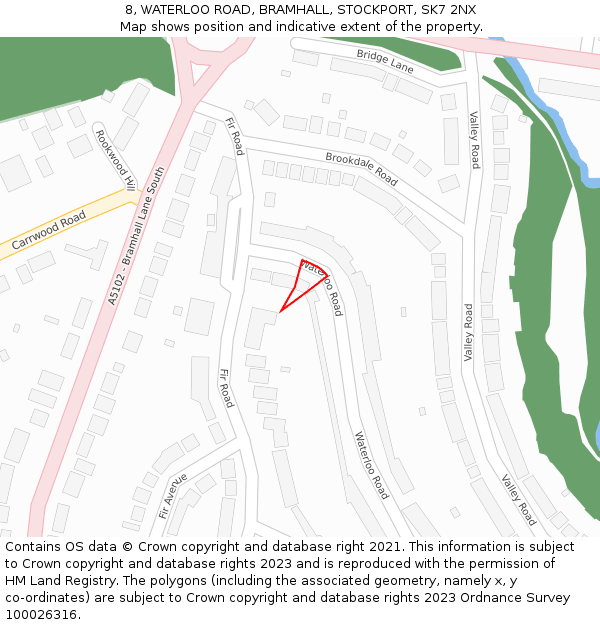 8, WATERLOO ROAD, BRAMHALL, STOCKPORT, SK7 2NX: Location map and indicative extent of plot