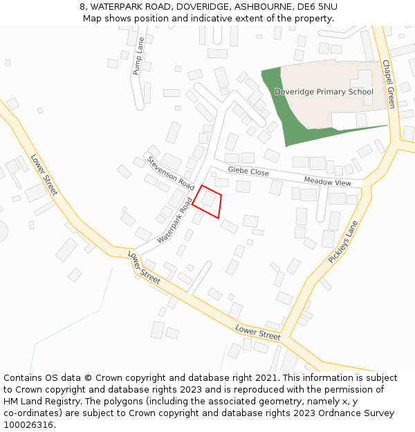 8, WATERPARK ROAD, DOVERIDGE, ASHBOURNE, DE6 5NU: Location map and indicative extent of plot