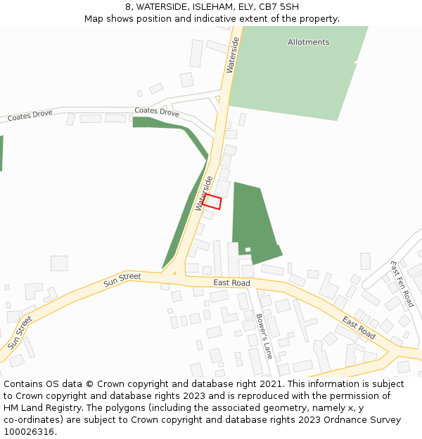 8, WATERSIDE, ISLEHAM, ELY, CB7 5SH: Location map and indicative extent of plot