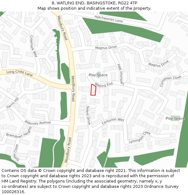 8, WATLING END, BASINGSTOKE, RG22 4TP: Location map and indicative extent of plot