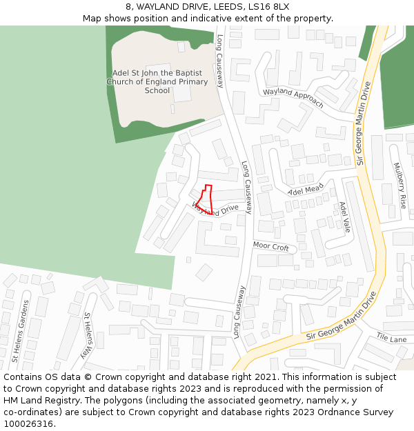 8, WAYLAND DRIVE, LEEDS, LS16 8LX: Location map and indicative extent of plot