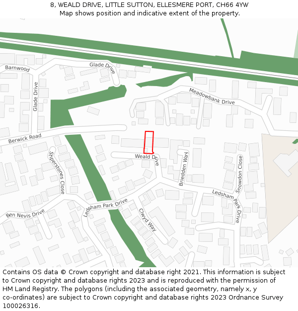 8, WEALD DRIVE, LITTLE SUTTON, ELLESMERE PORT, CH66 4YW: Location map and indicative extent of plot