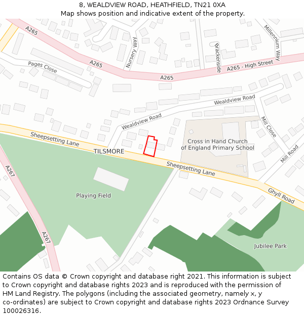 8, WEALDVIEW ROAD, HEATHFIELD, TN21 0XA: Location map and indicative extent of plot