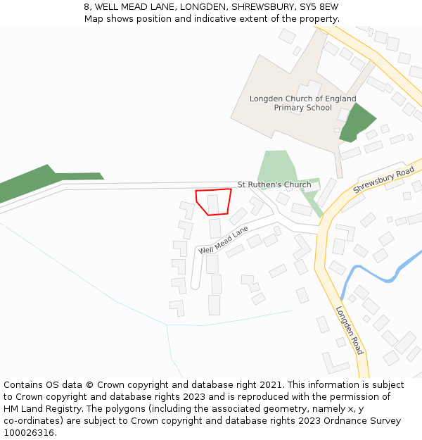 8, WELL MEAD LANE, LONGDEN, SHREWSBURY, SY5 8EW: Location map and indicative extent of plot