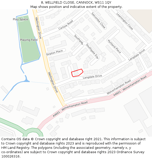 8, WELLFIELD CLOSE, CANNOCK, WS11 1QY: Location map and indicative extent of plot