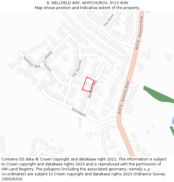 8, WELLFIELD WAY, WHITCHURCH, SY13 4HN: Location map and indicative extent of plot