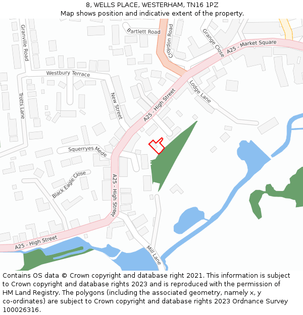 8, WELLS PLACE, WESTERHAM, TN16 1PZ: Location map and indicative extent of plot