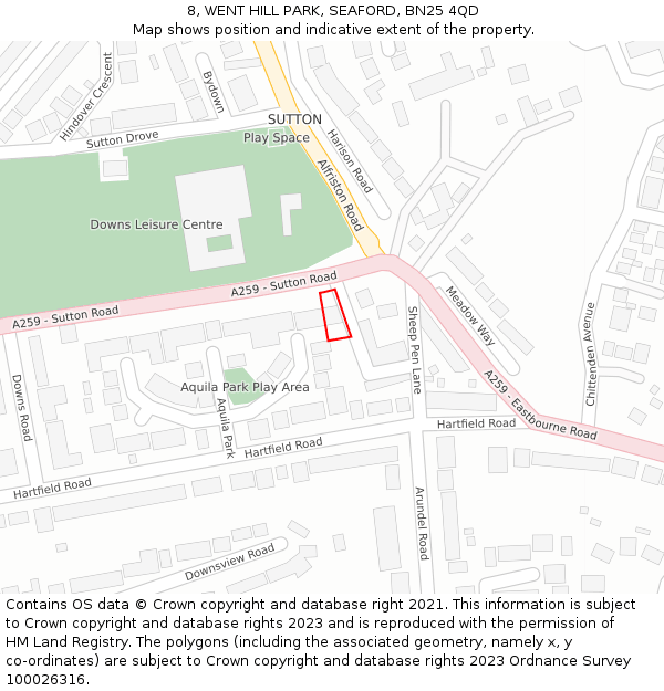 8, WENT HILL PARK, SEAFORD, BN25 4QD: Location map and indicative extent of plot