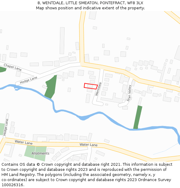 8, WENTDALE, LITTLE SMEATON, PONTEFRACT, WF8 3LX: Location map and indicative extent of plot