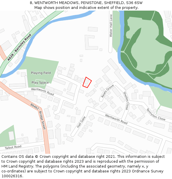 8, WENTWORTH MEADOWS, PENISTONE, SHEFFIELD, S36 6SW: Location map and indicative extent of plot