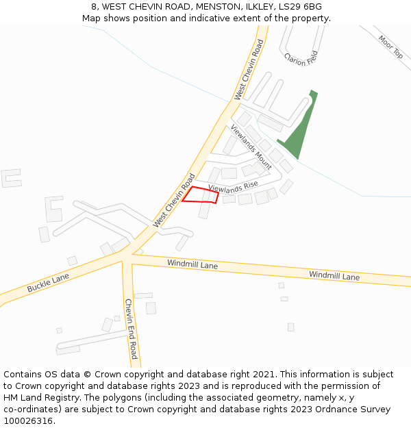 8, WEST CHEVIN ROAD, MENSTON, ILKLEY, LS29 6BG: Location map and indicative extent of plot