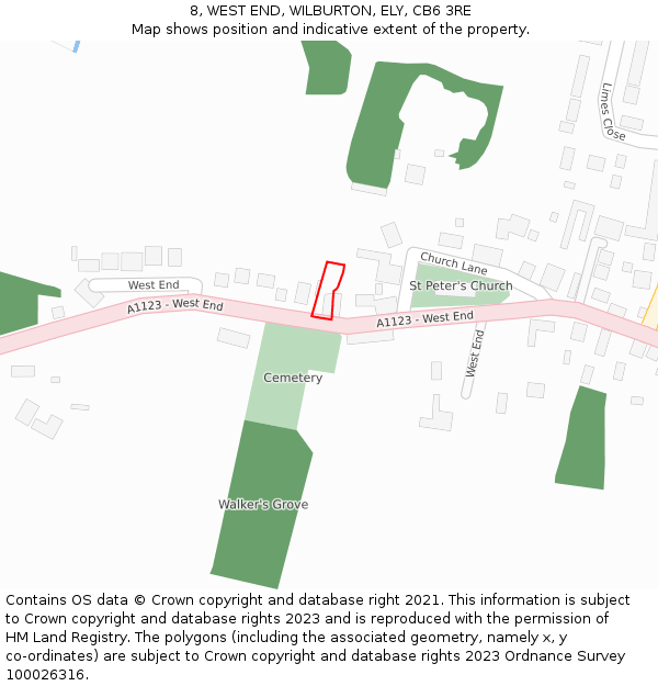 8, WEST END, WILBURTON, ELY, CB6 3RE: Location map and indicative extent of plot