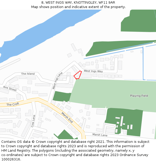 8, WEST INGS WAY, KNOTTINGLEY, WF11 9AR: Location map and indicative extent of plot