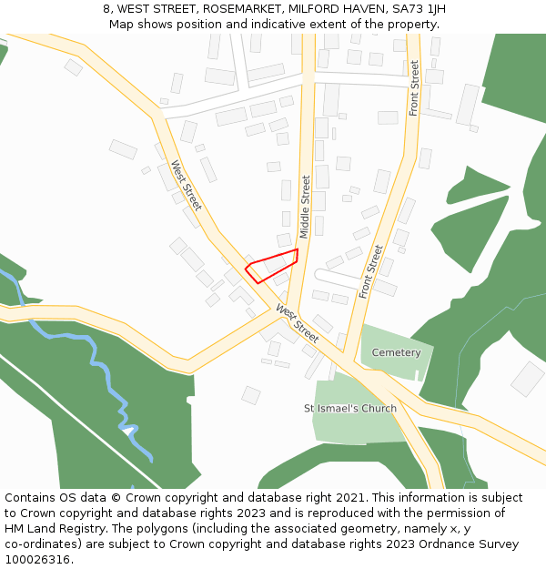 8, WEST STREET, ROSEMARKET, MILFORD HAVEN, SA73 1JH: Location map and indicative extent of plot