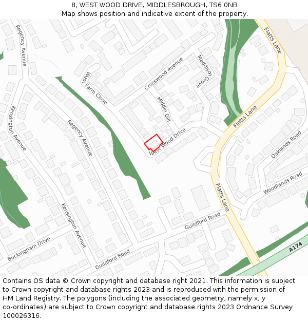 8, WEST WOOD DRIVE, MIDDLESBROUGH, TS6 0NB: Location map and indicative extent of plot
