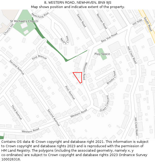 8, WESTERN ROAD, NEWHAVEN, BN9 9JS: Location map and indicative extent of plot