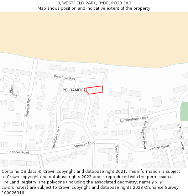 8, WESTFIELD PARK, RYDE, PO33 3AB: Location map and indicative extent of plot