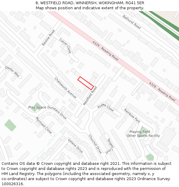 8, WESTFIELD ROAD, WINNERSH, WOKINGHAM, RG41 5ER: Location map and indicative extent of plot