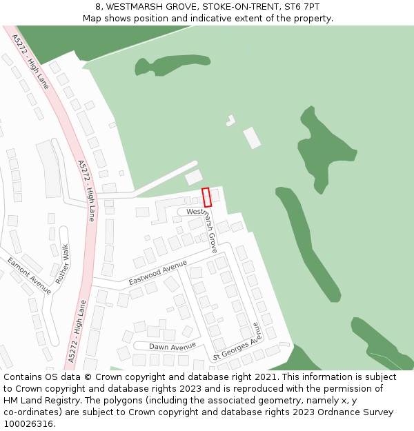 8, WESTMARSH GROVE, STOKE-ON-TRENT, ST6 7PT: Location map and indicative extent of plot