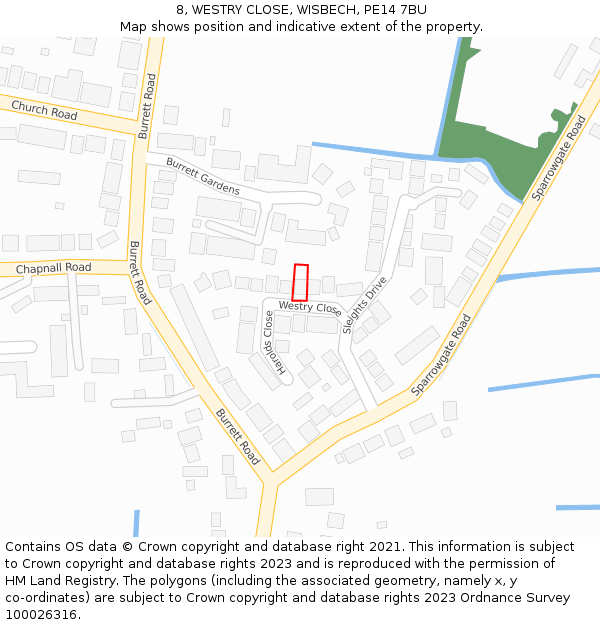 8, WESTRY CLOSE, WISBECH, PE14 7BU: Location map and indicative extent of plot