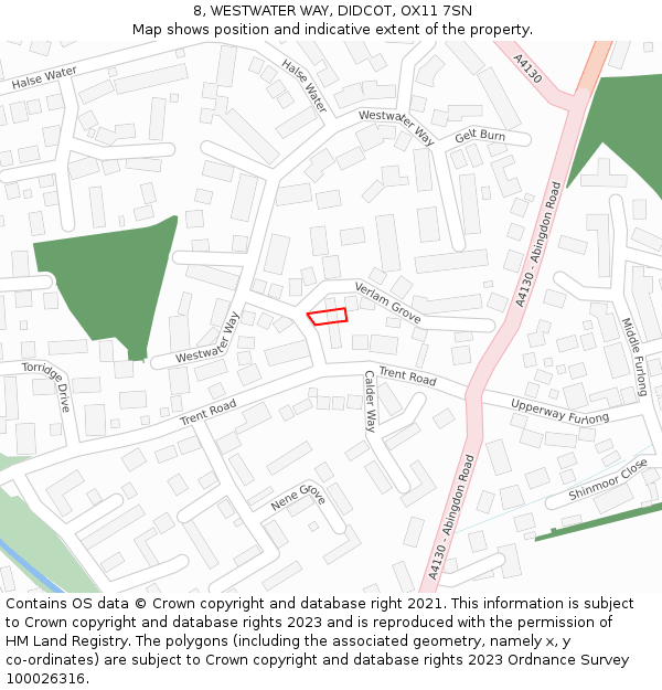 8, WESTWATER WAY, DIDCOT, OX11 7SN: Location map and indicative extent of plot