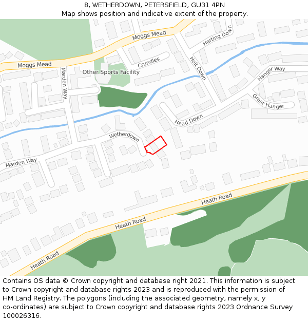 8, WETHERDOWN, PETERSFIELD, GU31 4PN: Location map and indicative extent of plot