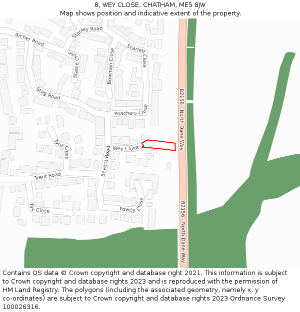 8, WEY CLOSE, CHATHAM, ME5 8JW: Location map and indicative extent of plot