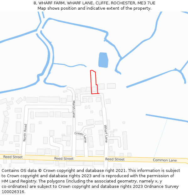 8, WHARF FARM, WHARF LANE, CLIFFE, ROCHESTER, ME3 7UE: Location map and indicative extent of plot
