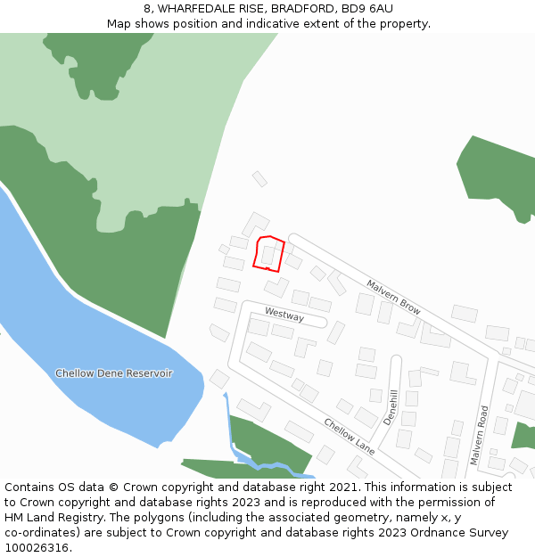 8, WHARFEDALE RISE, BRADFORD, BD9 6AU: Location map and indicative extent of plot