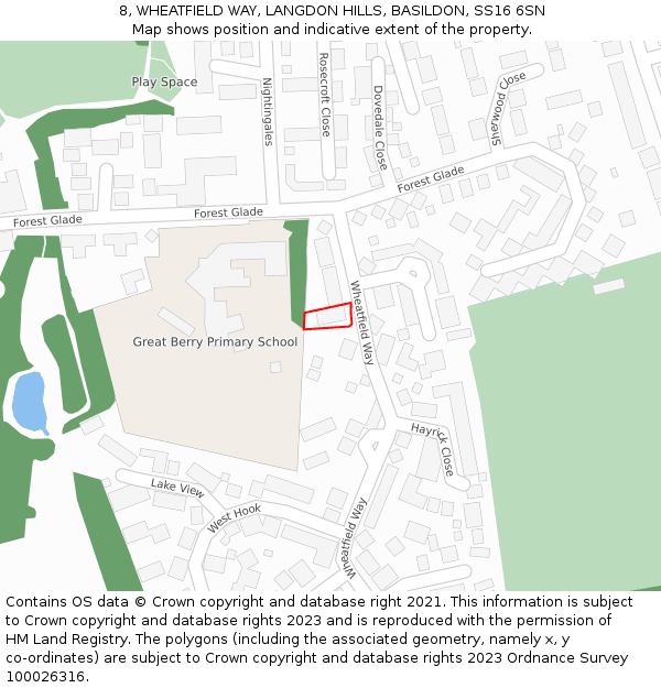 8, WHEATFIELD WAY, LANGDON HILLS, BASILDON, SS16 6SN: Location map and indicative extent of plot
