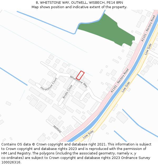 8, WHETSTONE WAY, OUTWELL, WISBECH, PE14 8RN: Location map and indicative extent of plot